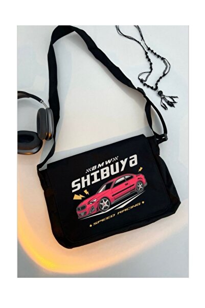 weywot Geantă neagră unisex cu imprimeu BMW SHUBIYA