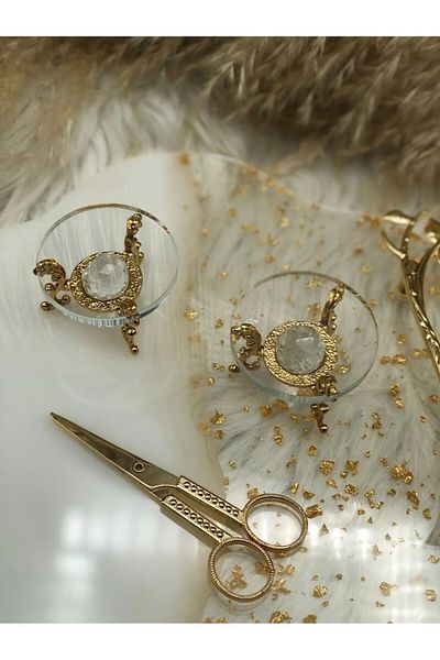 LUCKYHOMES Gold Glass 2 Piece Ring Riser - 5x3 cm για δίσκους αρραβώνων