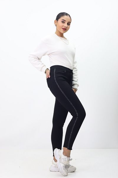 GZT TEKSTİL Pantaloni de jeans cu dungi laterale Trend