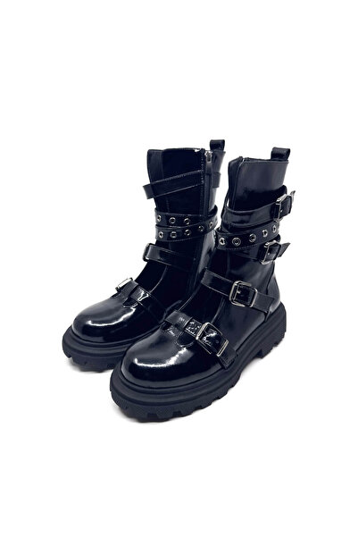 Favgi 759 Siyah Kırışık Rugan Kadın Bot