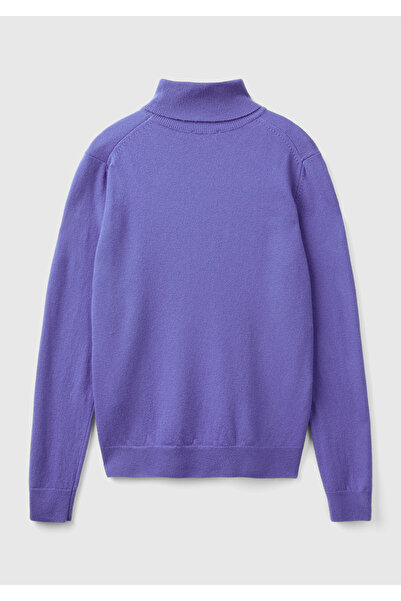 United Colors of Benetton Pulover pentru femei 100% merinos cu guler mov