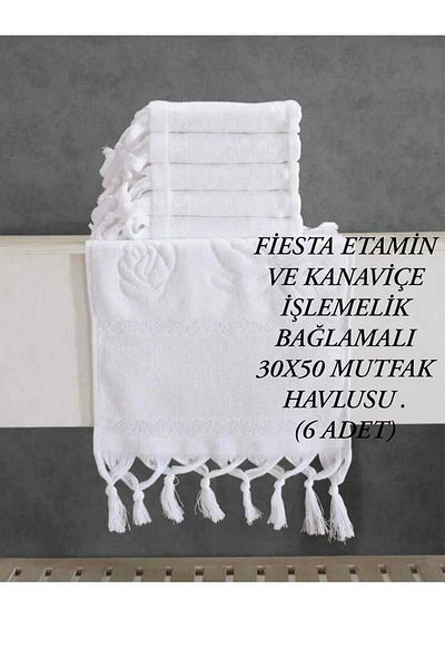 HMZ 30X50 6-Piece Tie-Up Embroidered Towels - Textile Etamine and Crossbody