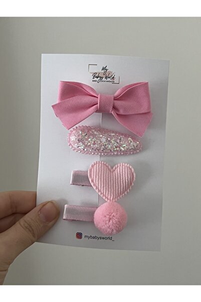 my baby’s world bebek çocuk mağzası Pembe çocuk-bebek klips toka seti