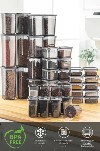 Home Nia 92-Piece Food and Pulses Storage Container Kitchen and Pantry Seasoning Organizer Set