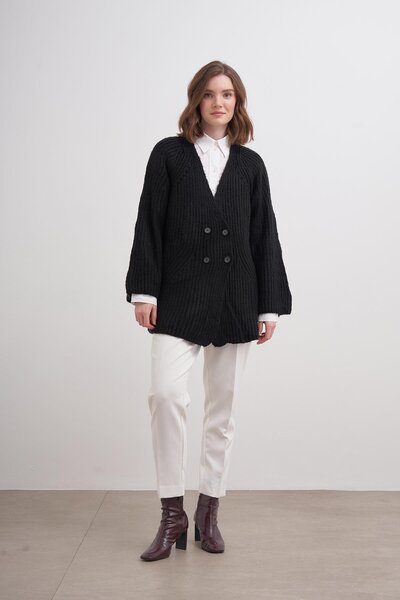 inspiration Selanik Düğmeli Hırka Br7046 Siyah