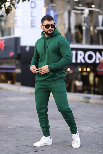 ZENGOLL & RAMİRES Unisex Kapüşonlu 3 Iplik kışlık kalın Basic Eşofman Takımı