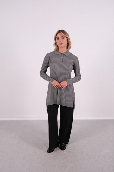 Mole İstanbul Plus Size Collar Detailed Stylish Tunic