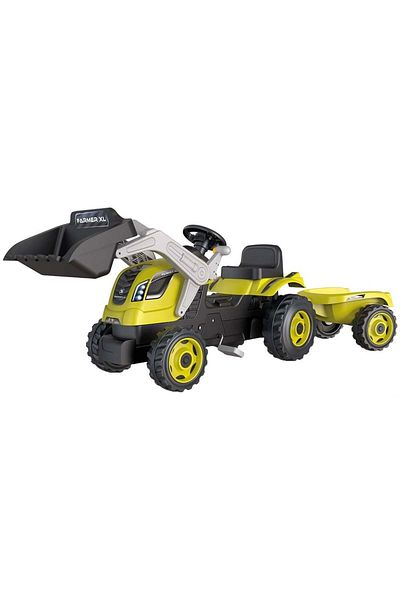Smoby Smoby Farmer Max pedal tractor and trailer green with black
