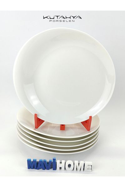Kütahya Porselen 21 cm Cream Porcelain Bonnet Rosa Series - Set of 6 Dessert Plates