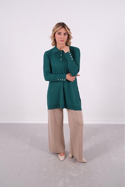 Mole İstanbul Plus Size Collar Detailed Stylish Tunic