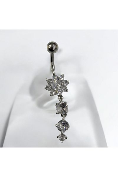 Takayrum Steel Non-Tarnish Dangle Flower Pattern Navel Piercing