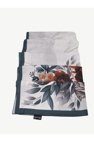 PİRAMİT Chain Square Twill Floral Patterned Shawl.