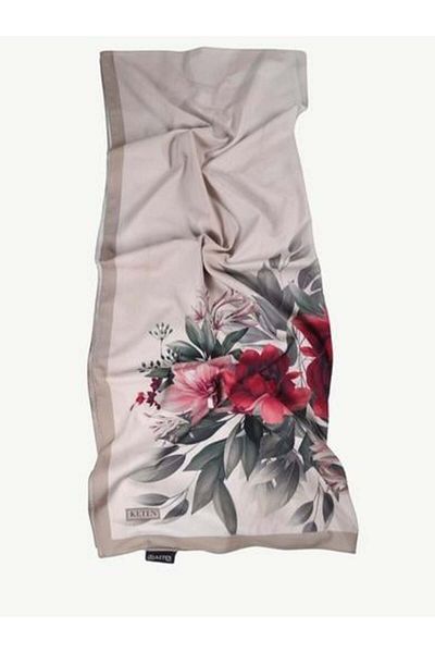 PİRAMİT Chain Square Twill Floral Patterned Shawl