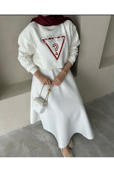 BERİ BUTİK Γυναικεία λευκή φούστα κατάδυσης