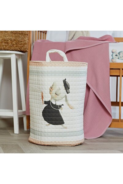 arbababy %100 Organik Pamuk Çocuk Oyuncak Ve Çamaşır Sepeti - Kokoş Tavşan Te...