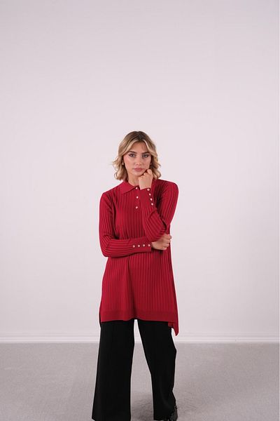 Mole İstanbul Plus Size Collar Detailed Stylish Tunic