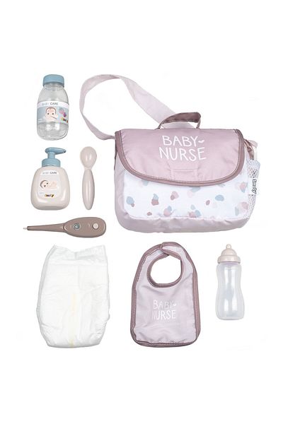 Smoby Gentuta de infasat pentru papusa Smoby Baby Nurse Changing Bag crem cu accesorii