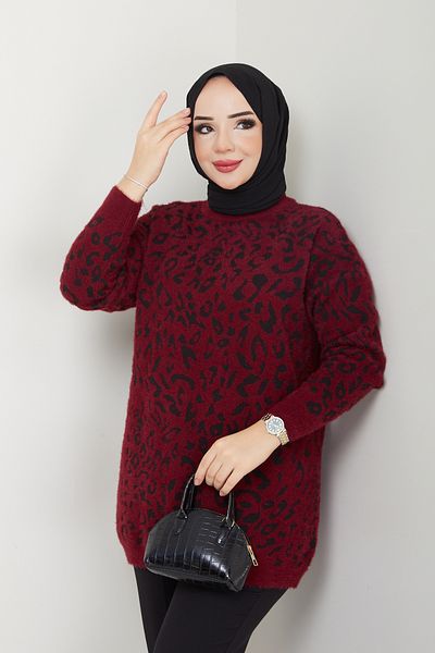 Pamuk Butik Tunica de tricotaje de damă cu barbă leopard