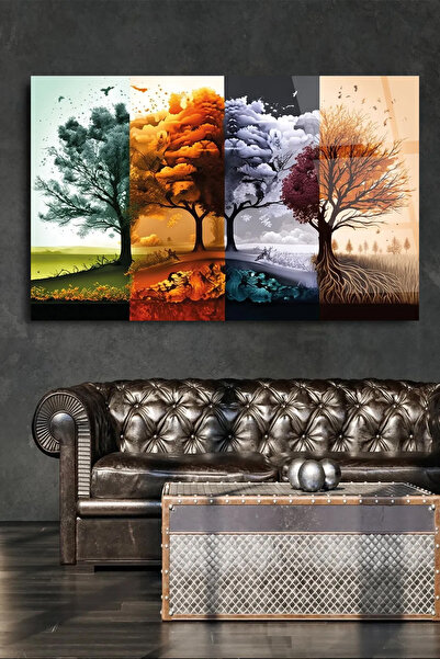 TAULART DÖRT MEVSİM HARİKA TASARIM KIRILMAZ CAM TABLO EV OFİS İŞ YERİ HEDİRYESİ