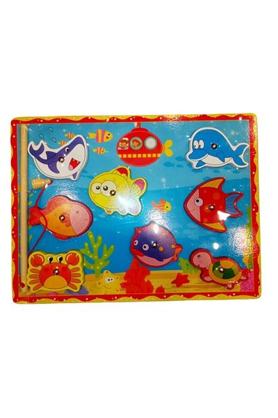 Wooden Toys Tangram Gift Wooden Fishing Game Magnetic Tutorial Toy Magnetic Fishing Puzzle
