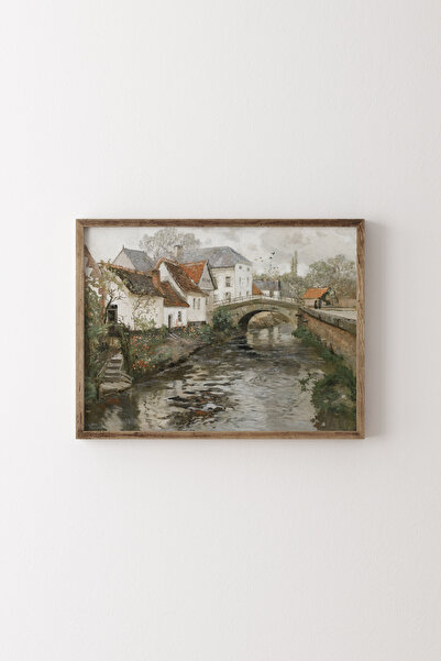 epiqart Küçük Kasaba - Ahşap Desenli Çerçeve