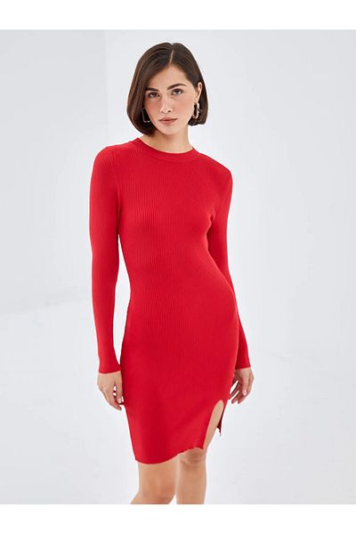LC Waikiki   Red Crew Neck Women's Knitwear Dress