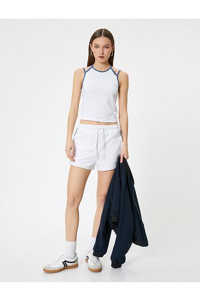 Koton Crop Halter Neck Top Strap Color Contrast