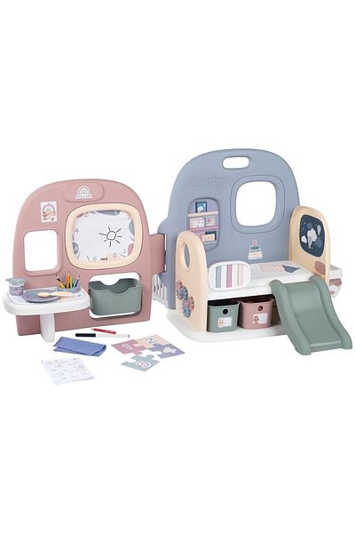 Smoby Centru de ingrijire pentru papusi Smoby Baby Care Childcare Center albastru roz cu accesorii