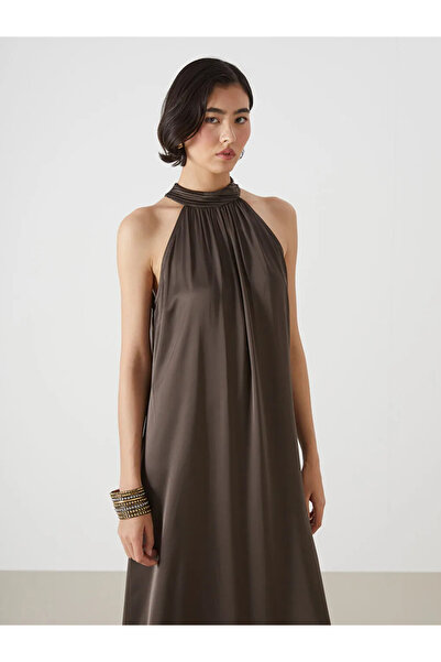 LC Waikiki Lcw Vision Brown Women's Halter Neck Straight Dress