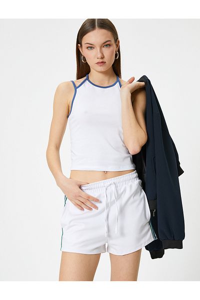 Koton Crop Halter Neck Top Strap Color Contrast