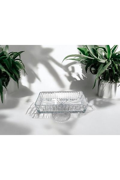 Paşabahçe Crystal Cut Rectangular Presentation Bowl