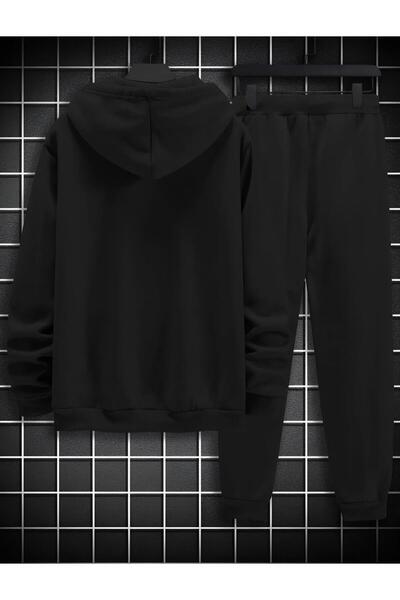NewCabin New Season Unisex Black Cotton Hoodie and Sweatpants Set - 2-Piece