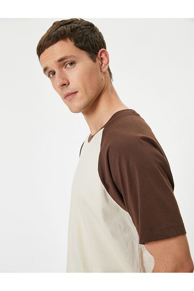 Koton Cotton Relaxed Fit - Raglan Sleeve Crew Neck T-Shirt