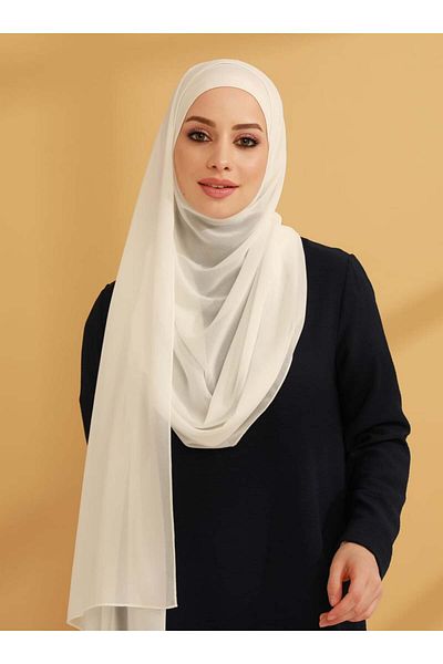 Tuva Şal Ecru Tuva Chiffon Instant Turban - Inner Cap