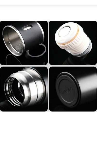 çaymekani Thermos Stainless Steel Vacuum Thermos Set with 3 Cups 500 Ml, Heat Preservation up to 12 Hours