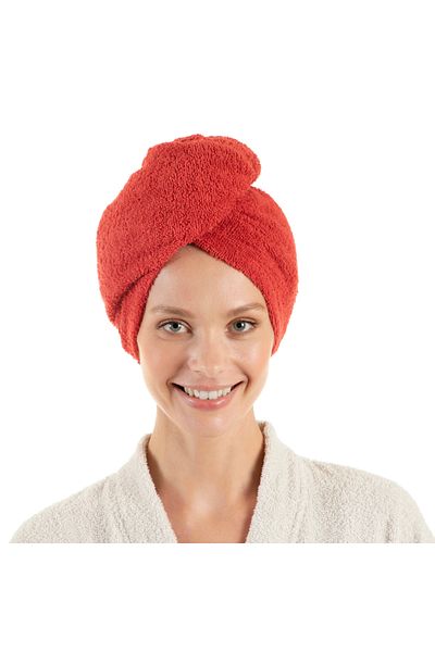 English Home Turbantuch für Haare aus 100 % türkischer Baumwolle, Turbantuch mit Knopf