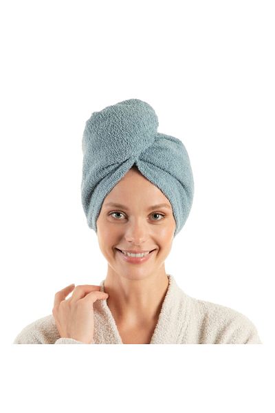English Home Turbantuch für Haare aus 100 % türkischer Baumwolle, Turbantuch mit Knopf