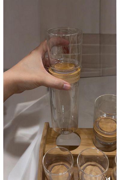MUG collection Glass Spice Rack with Bamboo Stand
