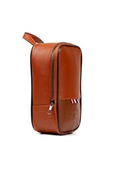 Newish Polo حقيبة يد مستحضرات التجميل اليومية للرجال باللون البني المقاوم للماء (14 × 24 سم)