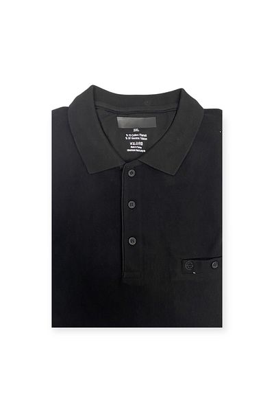 Ercan Large Size Polo Collar Single Pocket Long Sleeve Sweater 2142