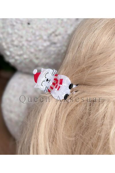 QUEEN AKSESUAR Bright New Year's Christmas Cat - Imported Luxury, Bone Pearlescent, Women's Children's Peg Buckle