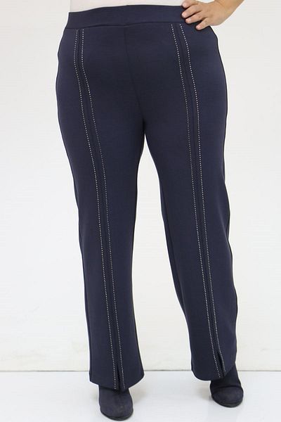 Eslina 49024 Plus Size Stone Detailed Osyho Trousers - Navy Blue