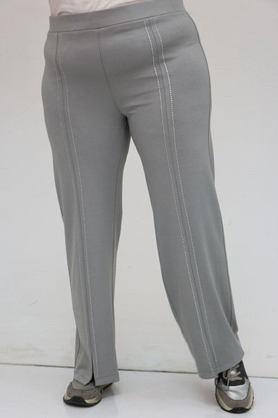 Eslina 49024 Plus Size Stone Detailed Osyho Pants - Gray