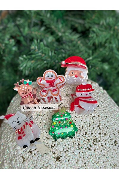 QUEEN AKSESUAR Imported Luxury Bone Pearlescent Shiny Christmas Christmas Stone Snowman Clothespin Buckle Female Child