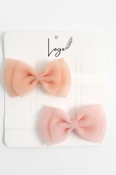 LOGO AKSESUAR Set de 2 catarame pentru femei și copii - pudră, ramură de somon, fundă din organza
