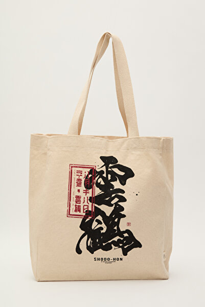 Manuka Shodo Hon – Tragetasche mit Aufdruck und Zwickel