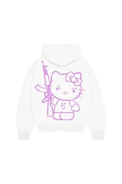 Gofeel Φούτερ Y2K Ecru Kitty Rhinestone Stone Hoodie