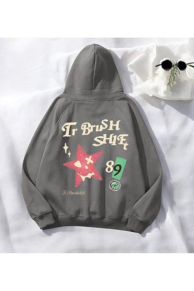Touz Moda Φούτερ Star Bush Anthracite με κουκούλα
