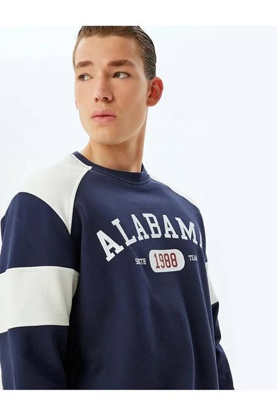 Koton Potištěná mikina Cotton Crew Neck College - Color Block