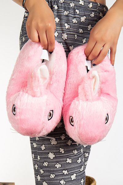 PLN SHOES Rabbit Figured Powder Λούτρινες Παντόφλες Home Slippers Unisex